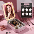 Portable LED Makeup Mirror Box with 3-Color Light