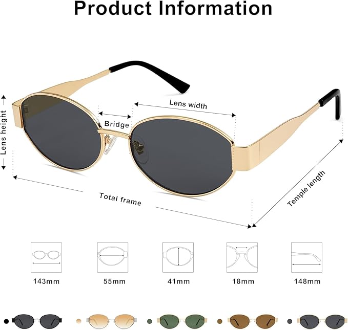 Unisex Golden Frame And Black Glass